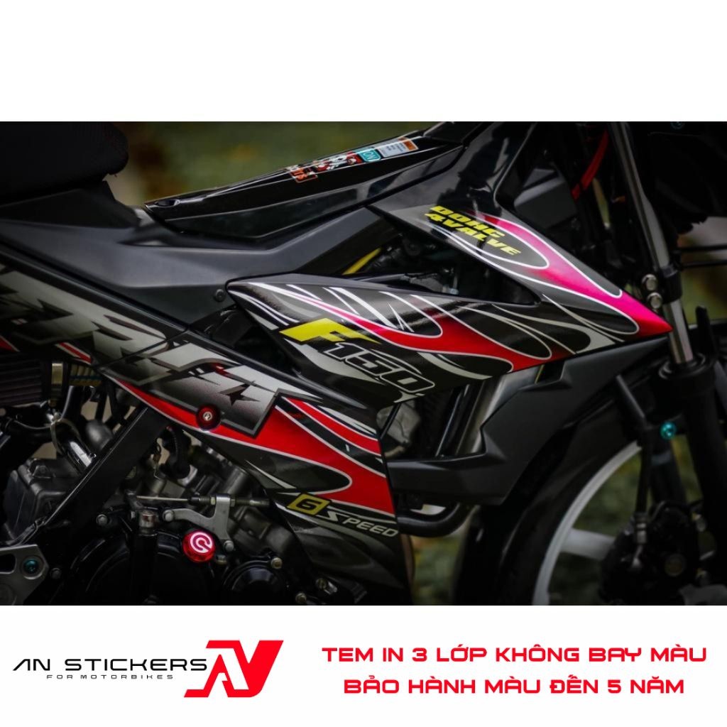 สติ๊กเกอร์ถอดได้สําหรับ Satria Fi - Raider Fi Fire Pattern Red Pink Black Lettering Satria F150 สวยส