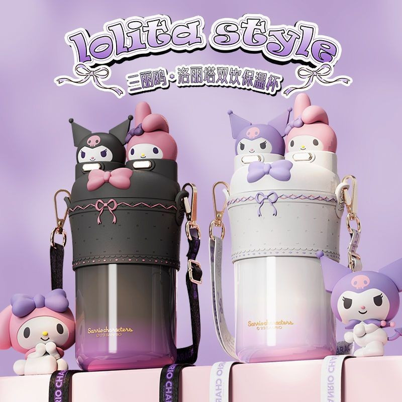 แก้วน้ำเด็ก Kuromi แก้วเก็บความร้อน แก้วน้ำ Sanrio รุ่นใหม่ พร้อมหลอดดูด ลายเมโลดี้ สุดน่ารัก แก้วสแตนเลส 316 ทนความร้อนสูง