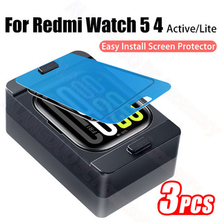 Xiaomi Redmi Watch 5 4 Active Lite ป้องกันหน้าจอติดตั้งง่าย 3D ฟิล์มสําหรับ Redmi Smart Warch 5Active 5Lite ScratchProof สติกเกอร์ป้องกันอุปกรณ์เสริมไม่แก้ว