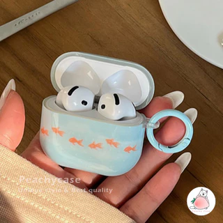 Ins Gold Fish IMD หูฟังไร้สายบลูทูธป้องกันกรณีใช้งานร่วมกับ Airpods 1 2 3 4 Pro Pro2 airpods4 พร้อมจี้ Anti-loss ชุดหูฟัง