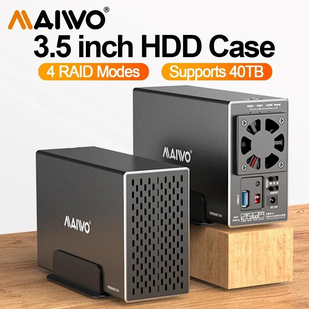 MAIWO 3.5 นิ้วภายนอก HDD Case SATA RAID Storage Enclosure Dual Bay Hard Drive Docking Station