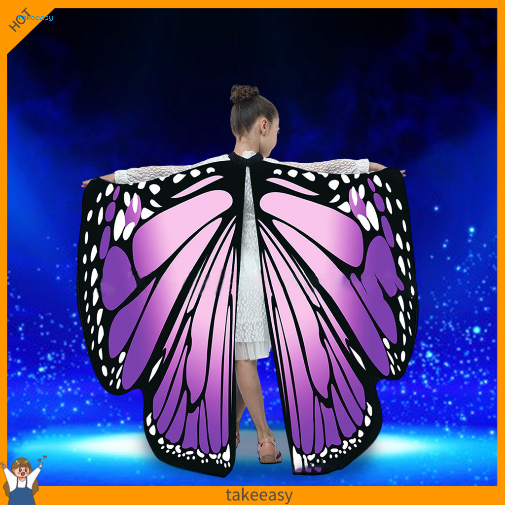 Silky Butterfly Wing Cape ที่ไม่ซ้ํากัน Focal Point เครื่องแต่งกาย Soft Silky Butterfly Wings ผ้าคลุ