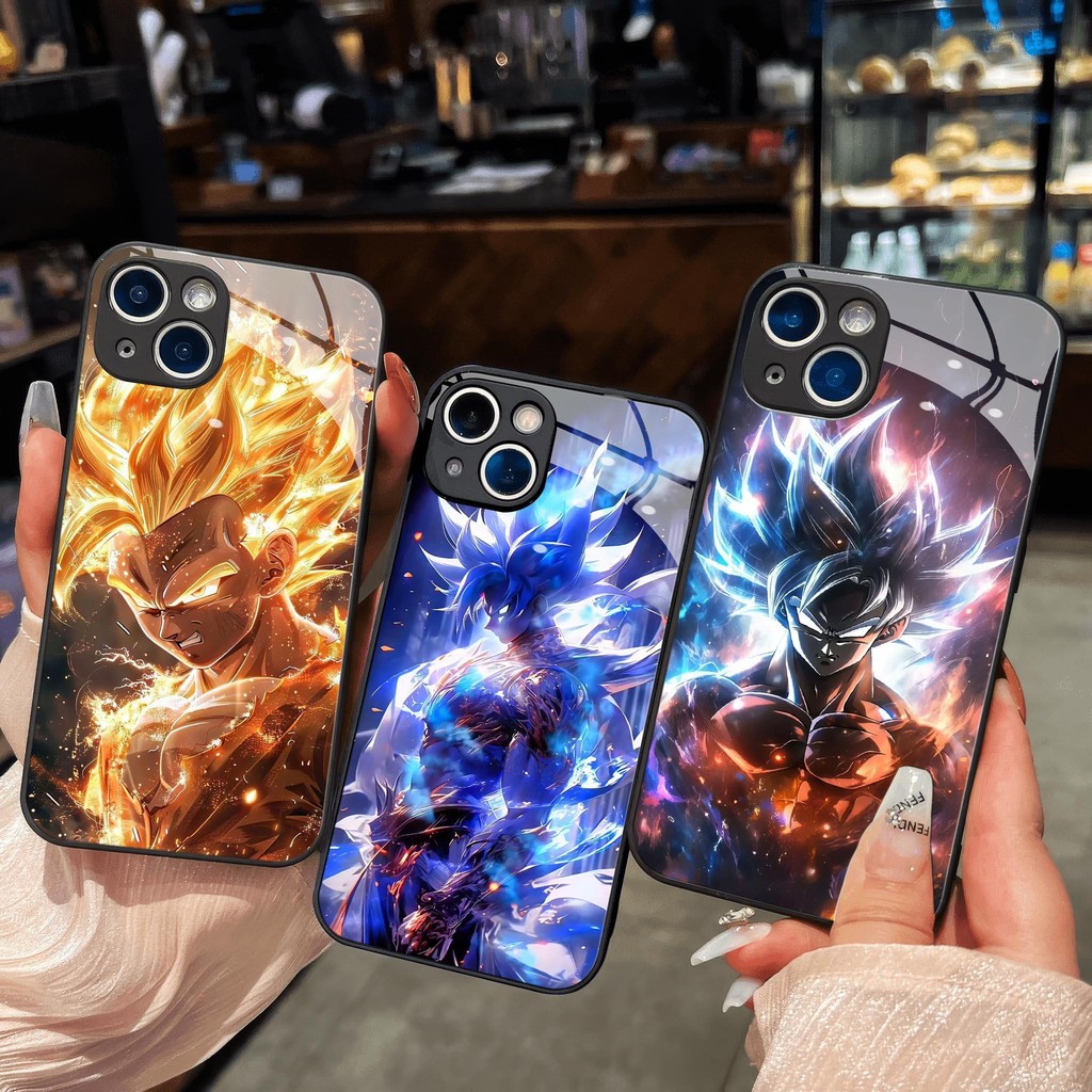 Songoku super Siyan cool anime dragon ball GlassสําหรับiPhone 17 16 15 14 13 12 11 8 7 6 6s 6p 7p 8p