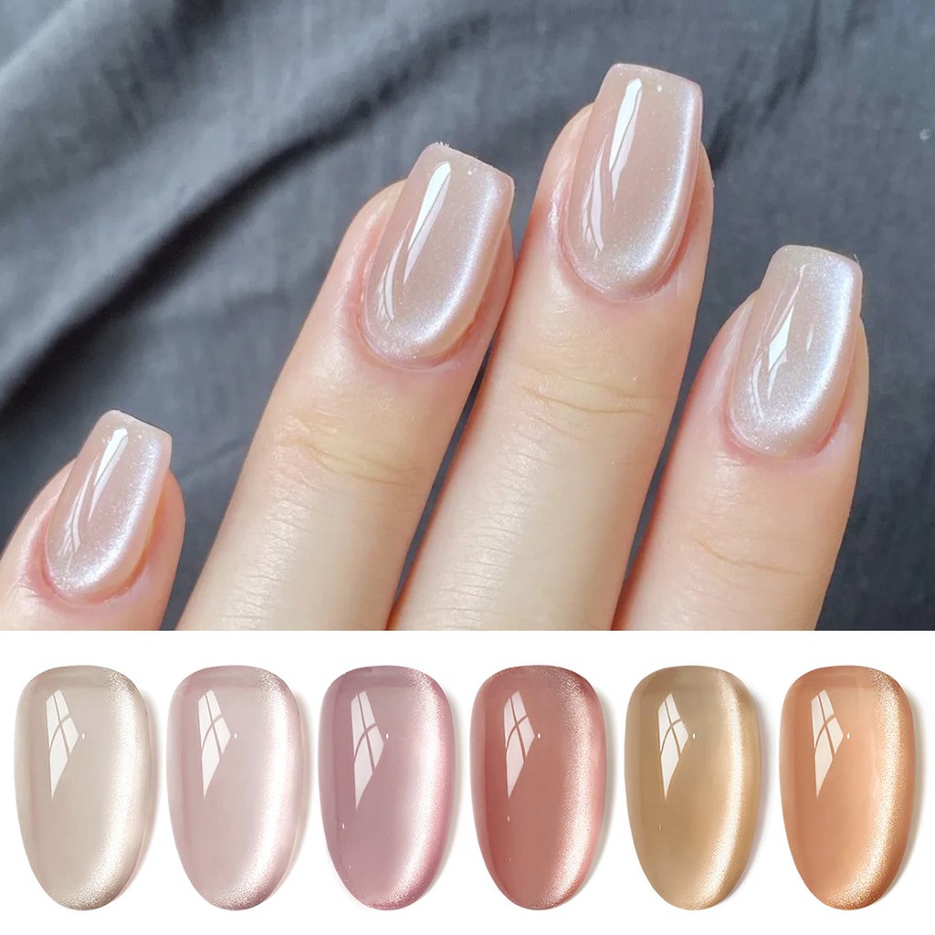 BORN PRETTY 6 ชิ้น Moonlight Cat Magnetic Eye Gel Polish Set Glitter Brown Nail Gel