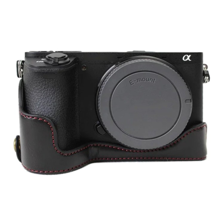 มาใหม่ 1/4 นิ้ว Thread PU Leather Camera Half Case Base สําหรับ Sony ILCE-A6500 / A6500