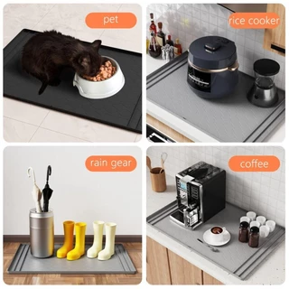 DEVO ตู้ Liner, ทําความสะอาดง่ายซิลิโคนภายใต้ Sink Mat, มัลติฟังก์ชั่นกันน้ํา 34" x 22" ถาดอ่างล้างจานสําหรับห้องครัวห้องน้ํา