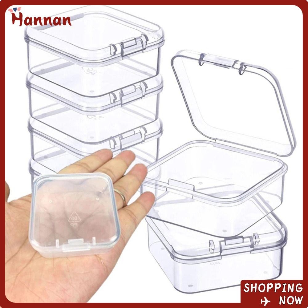 Hannan ที่เก็บต่างหู, กล่องเก็บของทรงสี่เหลี่ยมหลายขนาดกันฝุ่น, กล่องที่อุดหูแบบใส PP