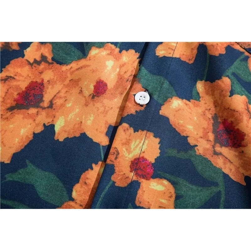 ภาพสีน้ํามัน ย้อนยุค บาล์ม พิมพ์เสื้อสไตล์ฮ่องกงแขนสั้นเสื้อขี้เกียจ