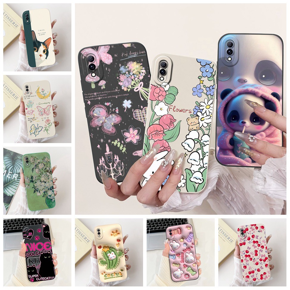 Vivo Y97 กรณี V1813A V1813T ความงามแมวน่ารักแฟชั่นตลกซิลิโคนกันกระแทกเคสโทรศัพท์ VivoY97 Vivo Y 97 ป