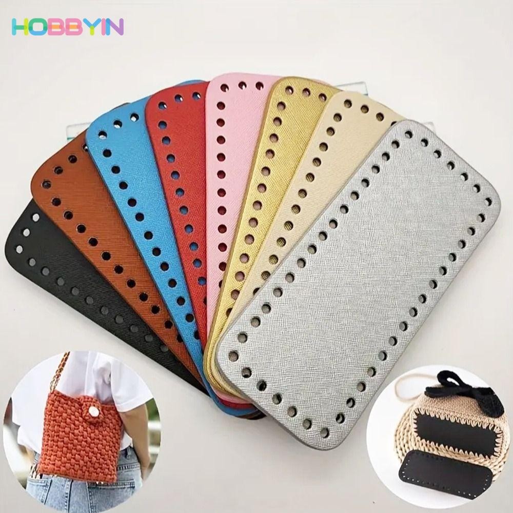 HOBBYIN ฐานกระเป๋ารูปสี่เหลี่ยมผืนผ้า ทนต่อการสึกหรอ พร้อมรูหนัง สําหรับถักโครเชต์ ฐานกระเป๋าแบบพกพา
