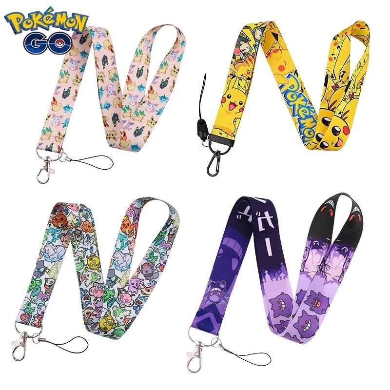 อะนิเมะตัวเลขเชือกโทรศัพท์ Pokemon Pikachu โทรศัพท์ Lanyard การ์ตูน Gengar Key สายคล้องคอ Lanyard Charmander อุปกรณ์เสริมของเล่นของขวัญ