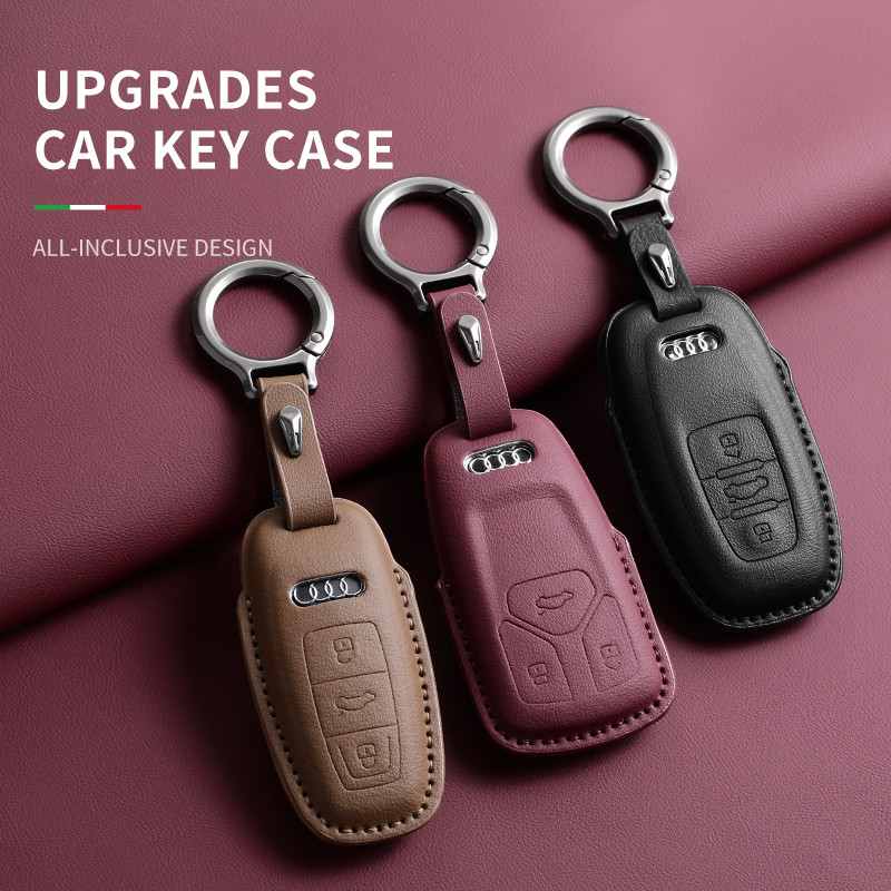 3 สีหนังกุญแจรถพวงกุญแจสําหรับ Audi A6L Q7 A3 A8 A4L Q5L A7 R8 RS S4 S5 Q4 Etron รถ Remote Key Fob ป