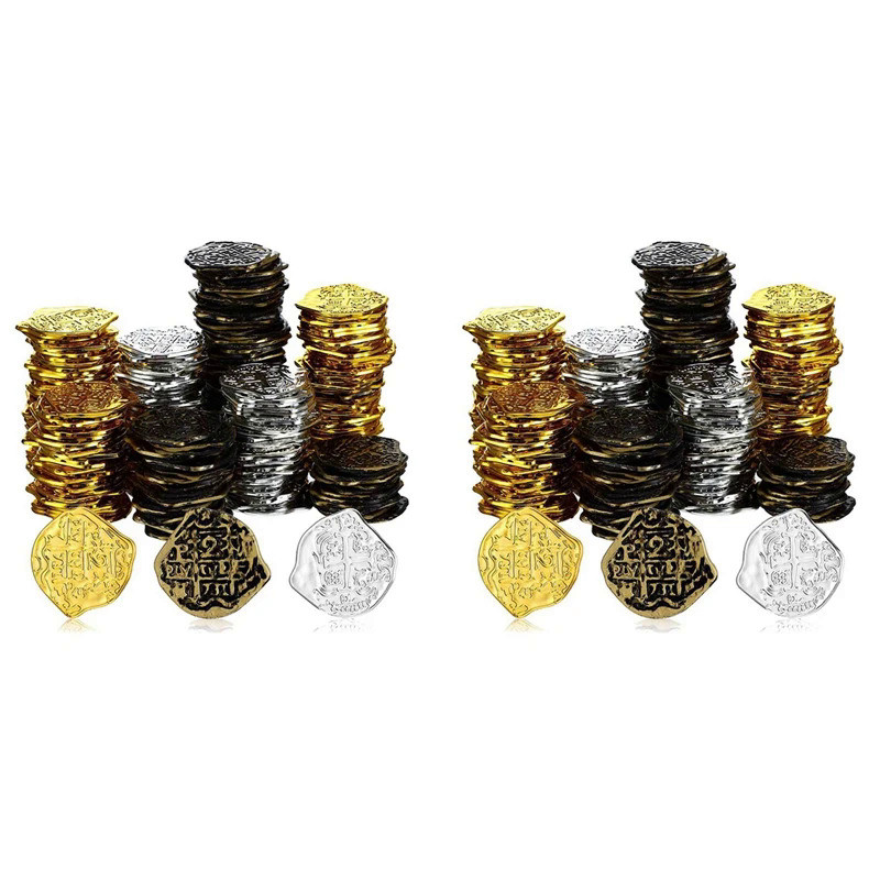 600 Pcs Plastic Gold Coins Pirate Coins Kids Play Coins For Pirate Party Treasure Chest Games Tokens