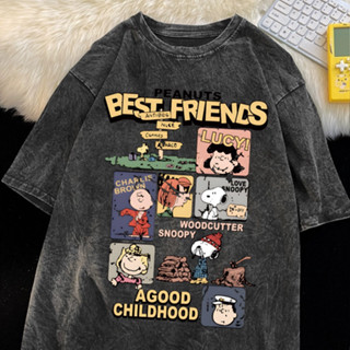 BOOM Shopee เสื้อยืดฟอก ลายการ์ตูน เนื้อผ้านิ่มม ใส่สบาย เสื…