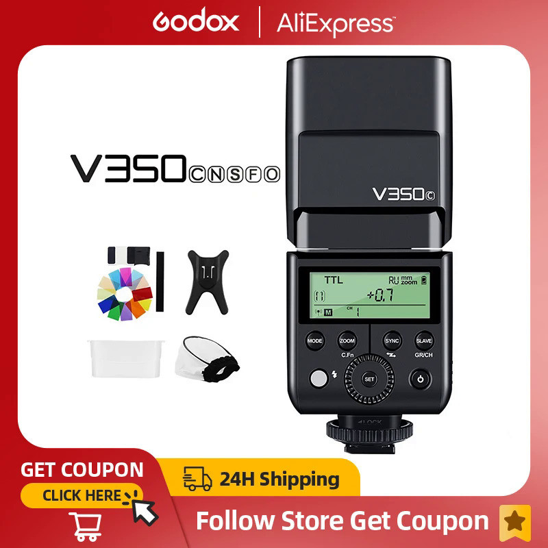 แฟลช Speedlite สำหรับกล้อง Godox V350C V350N V350S V350F V350O TTL HSS แบตเตอรี่ลิเธียมในตัวสำหรับ C