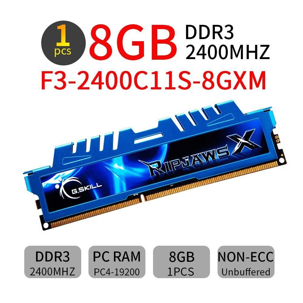 สําหรับ G.SKILL Ripjaws X 8GB DDR3 OC 2400MHz PC3-19200U 240Pin หน่วยความจําพีซีเดสก์ท็อป SDRAM