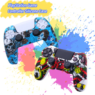 เคสซิลิโคน แบบยืดหยุ่น พิมพ์ลายพราง สําหรับ Ps4 Control 4 PCS 5