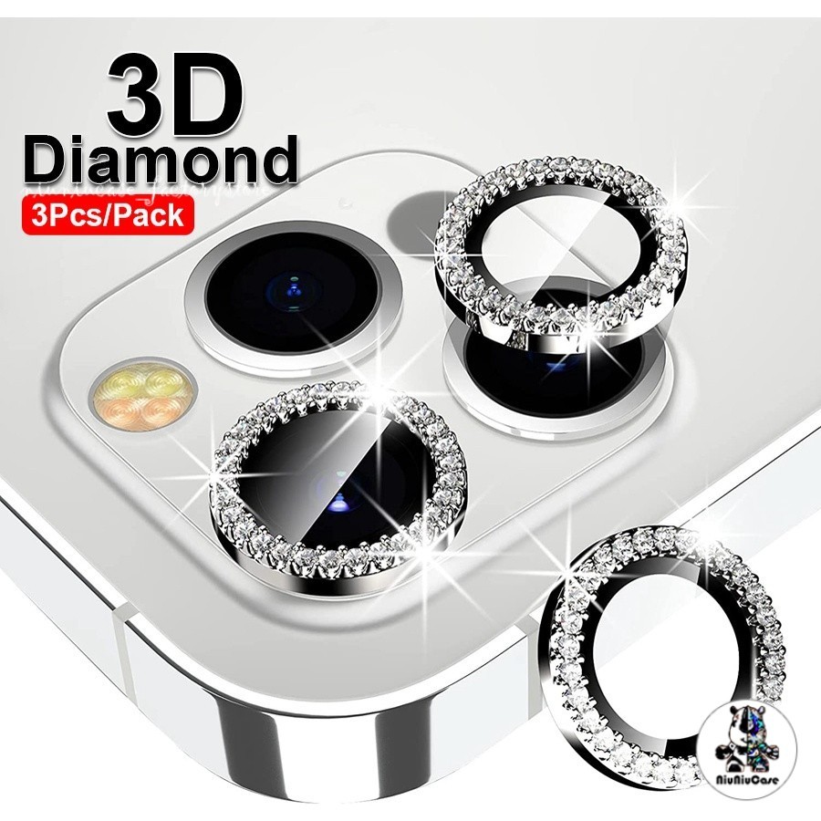 หรูหรา เพชร กระจกนิรภัย ป้องกันเลนส์ For iPhone 11 12 13 14 16 15ProMax Plus Mini ป้องกันรอยขีดข่วน เต็มรูปแบบ เคสหน้าจอ