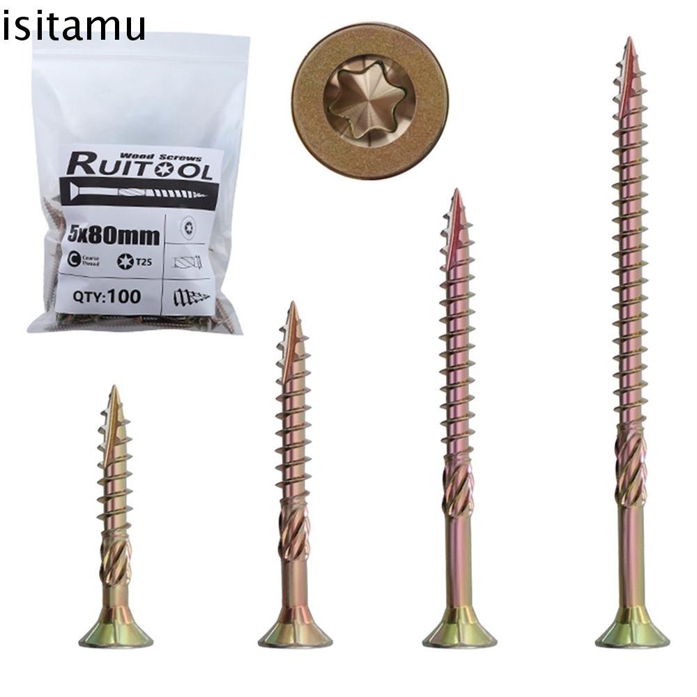 สกรู ISITAFT โลหะ 100 ชิ้น Self Tapping Binding ชุบสังกะสีฮาร์ดแวร์งานไม้อุปกรณ์