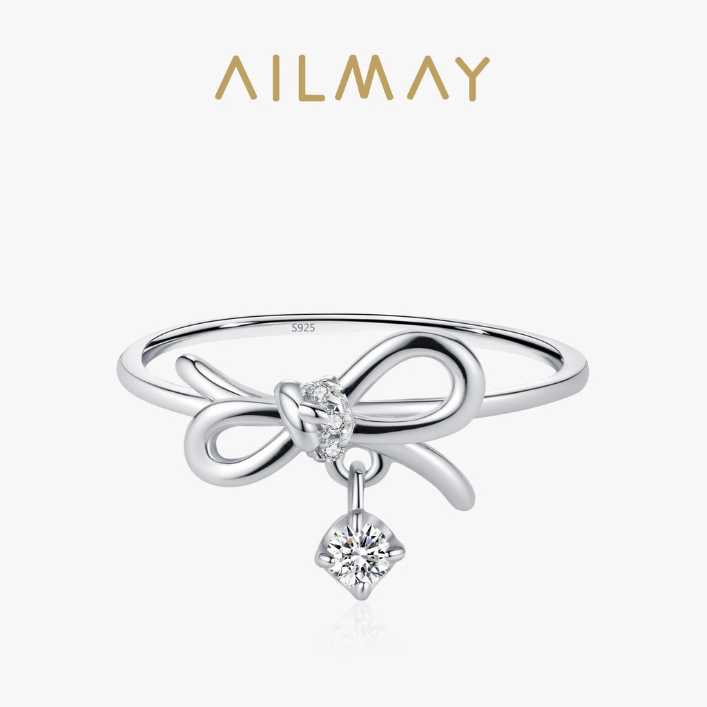 925 เงินสเตอร์ลิง Bowknot Cubic Zirconia แหวนผู้หญิงอินเทรนด์เครื่องประดับงานแต่งงาน