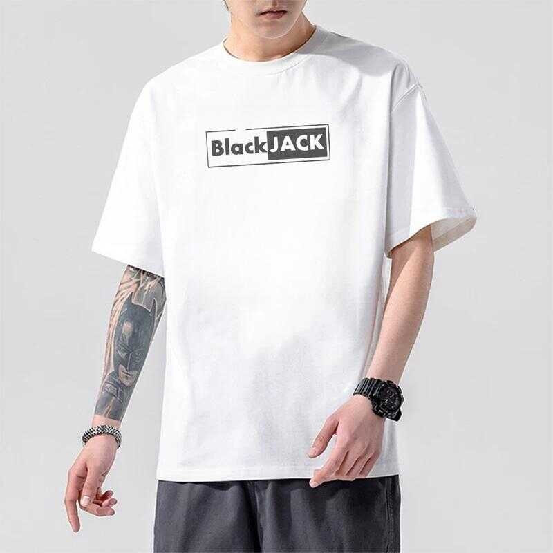 เสื้อยืดคอกลม แขนสั้น สกินลายBLACK  สีขาว-สีดำ  เสื้อเท่ๆ  oversize t shirt สตรีทแฟชั่น เสื้อผู้ชาย