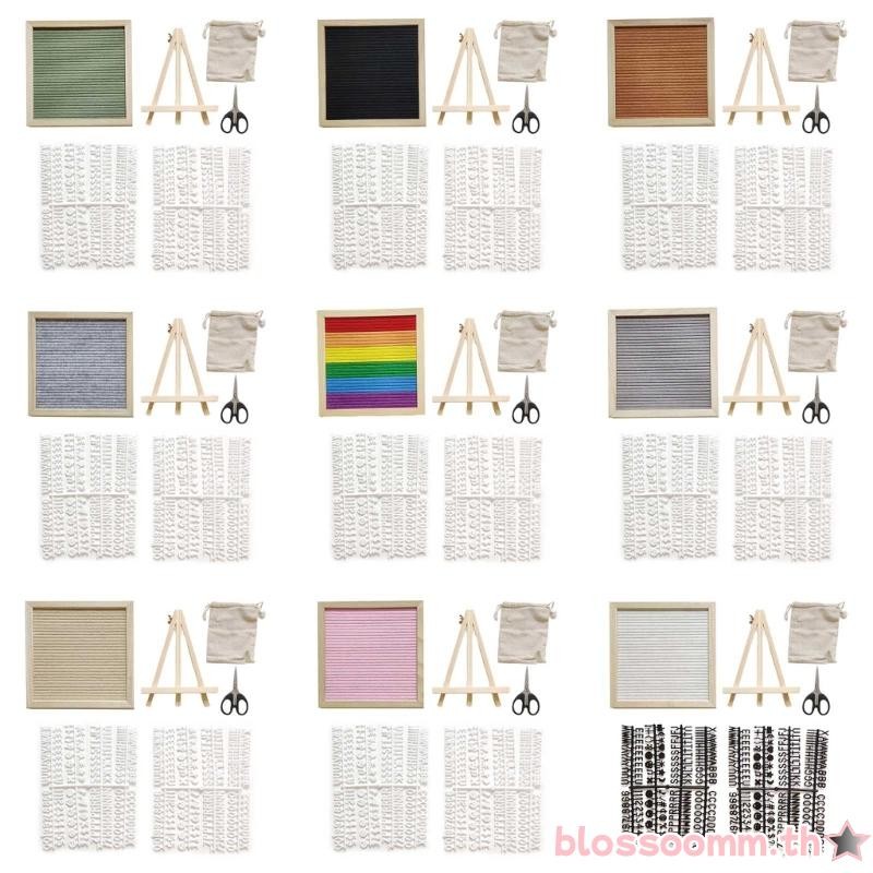 Bloss Felt Letter Board 9 8x9 8 นิ้วเปลี่ยน Letter Board พร้อม Pre-cut ตัวอักษรตัวเลขขาตั้งและกรรไกร