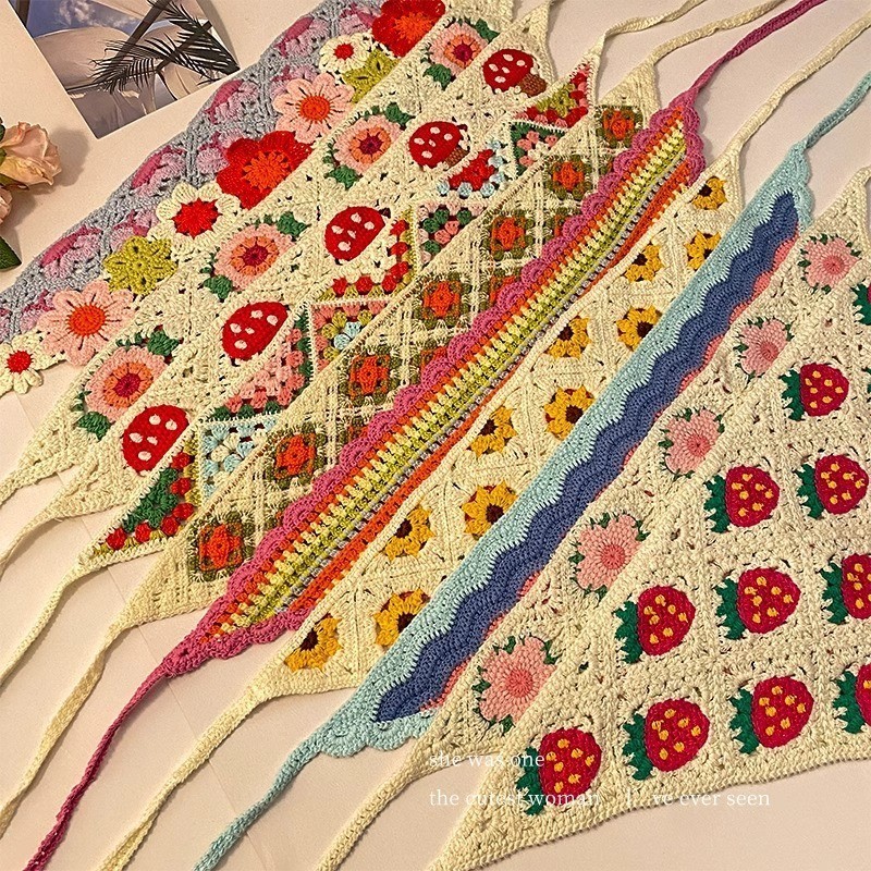 ในไทยผ้าโพกหัวใหม่ผ้าถักทรงสามเหลี่ยมลายดอกไม้เครื่องประดับผมเหมาะกับเดินชายหาดแฟชั่นสําหรับวันหยุดสําหรับผู้หญิง.COD - รูปที่ 2