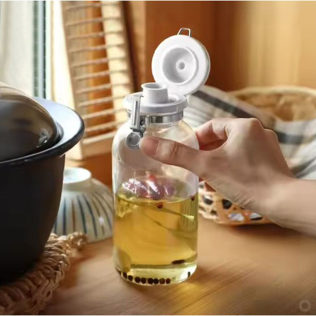 Omocha | ขวดแก้วสูญญากาศ ฝาล็อกกันอากาศ ขวดน้ำมัน ขวดซอส Vacuum Seal Glass Oil Dispenser Bottle