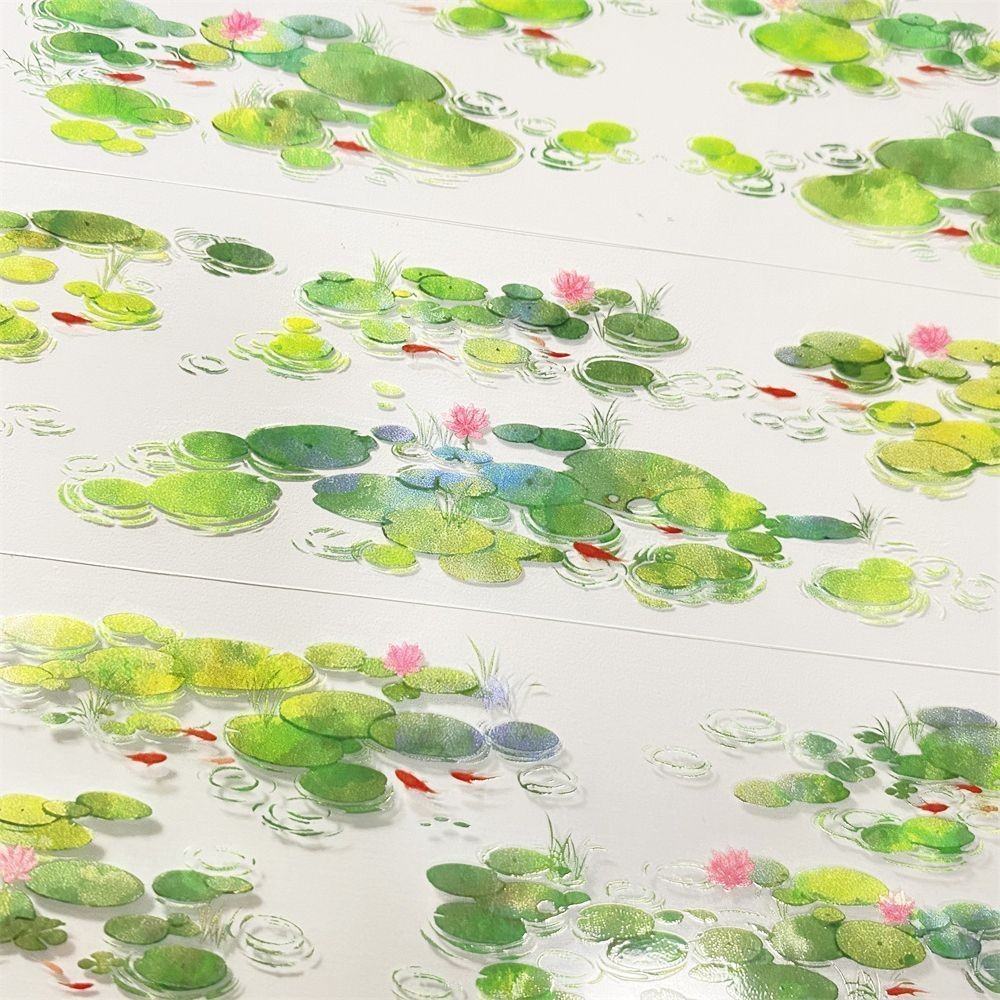 [เทปจดบันทึก DIY] เทปบรรจุภัณฑ์สำหรับสมุดบันทึก i18 ดอกโบตั๋นลอยน้ำ ปีสตูดิโอ ใบบัว PET วัสดุสไตล์โบราณ สติ๊กเกอร์ลินินสำหรับสมุดบันทึก Guka