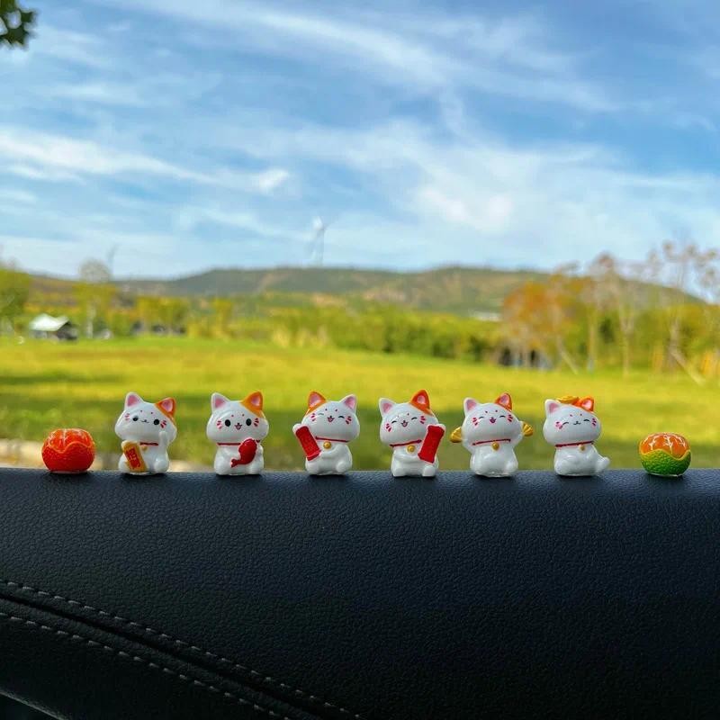 น่ารัก8ชิ้นแมวตกแต่งรถแดชบอร์ดรถยนต์หน้าจอรักษาตุ๊กตาโชคดีแมวรถอุปกรณ์ตกแต่งภายใน