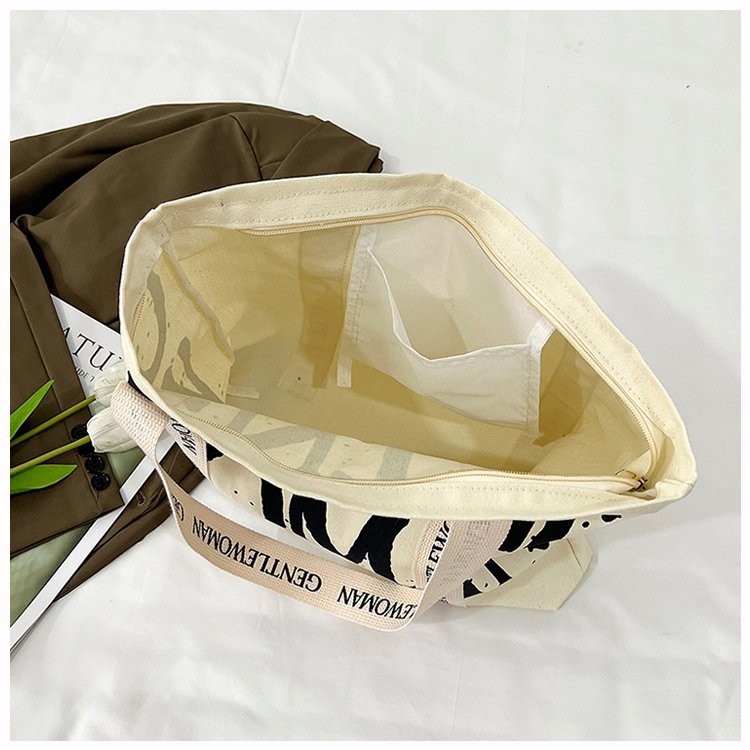 กระเป๋าผ้าใบขนาดใหญ่ความจุผ้าใบ Tote กระเป๋าถือผู้หญิง Casual All-Match กระเป๋าสะพาย - รูปที่ 5