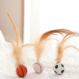 FurryCuddle พร้อมส่ง บอลของเล่นแมว ลูกบอลขนไก่ บอลยาง ยืดหยุ่นสูง ของเล่นสัตว์เลี้ยง เสริมสร้างทักษะ COD PU99