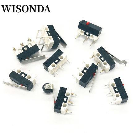 10PCS/LOTMicro Limit Switch Momentary Push Button Switch 1A 125V AC Mouse Switch 3Pins Long Handle Roller Lever Arm SPDT 12* 6 *6 มม.