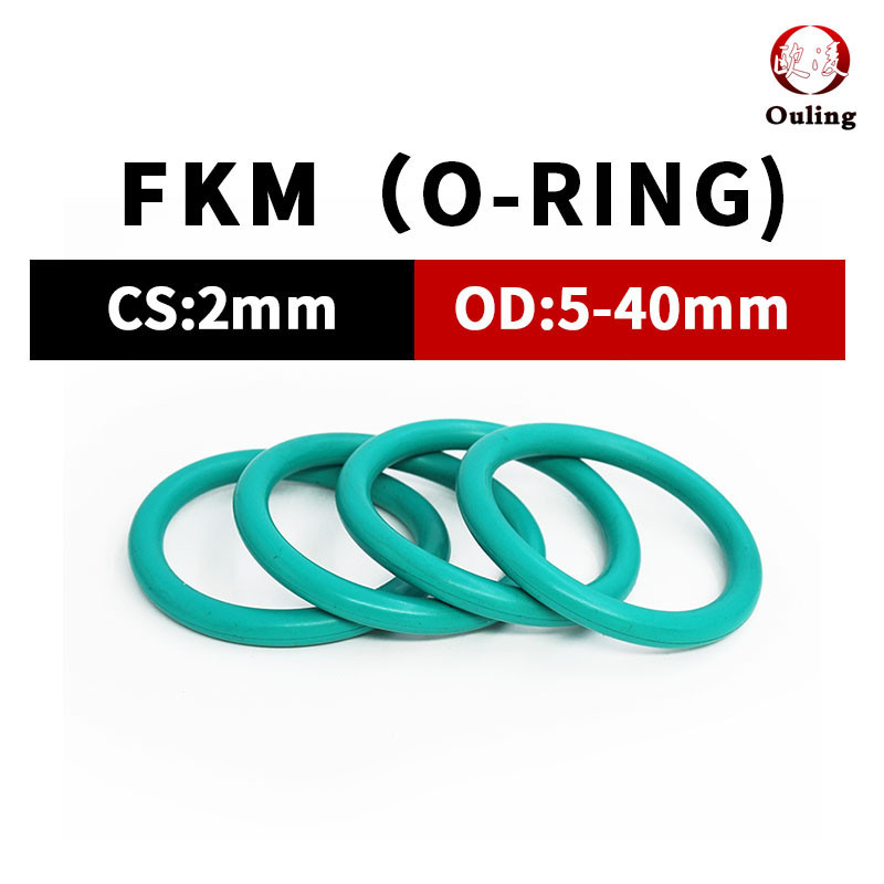 Fgcs2mm O แหวนซีลปะเก็นความหนา OD5-40mm ทนต่อการสึกหรอ Fluororubber สีเขียว O-แหวนกันน้ําสีดําทนน้ํามันทนต่อการสึกหรอและกันน้ํา
