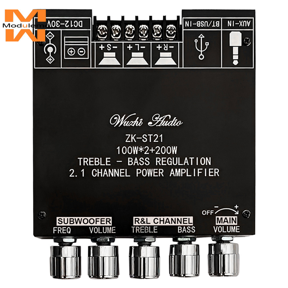 Zk-st21 BT บอร์ดขยายเสียงดิจิทัล 2.1 ช่อง 100W+100W+200W ชิปซับวูฟเฟอร์ TPA3221