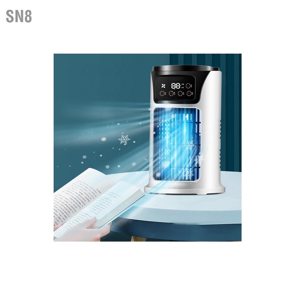 SN8 สเปรย์เครื่องปรับอากาศพัดลมเสียงรบกวนต่ำ 6 ชั่วโมง ความเร็วลม Quick Cooling Evaporative Air Cooler สำหรับห้องนั่งเล่นห้องนอน