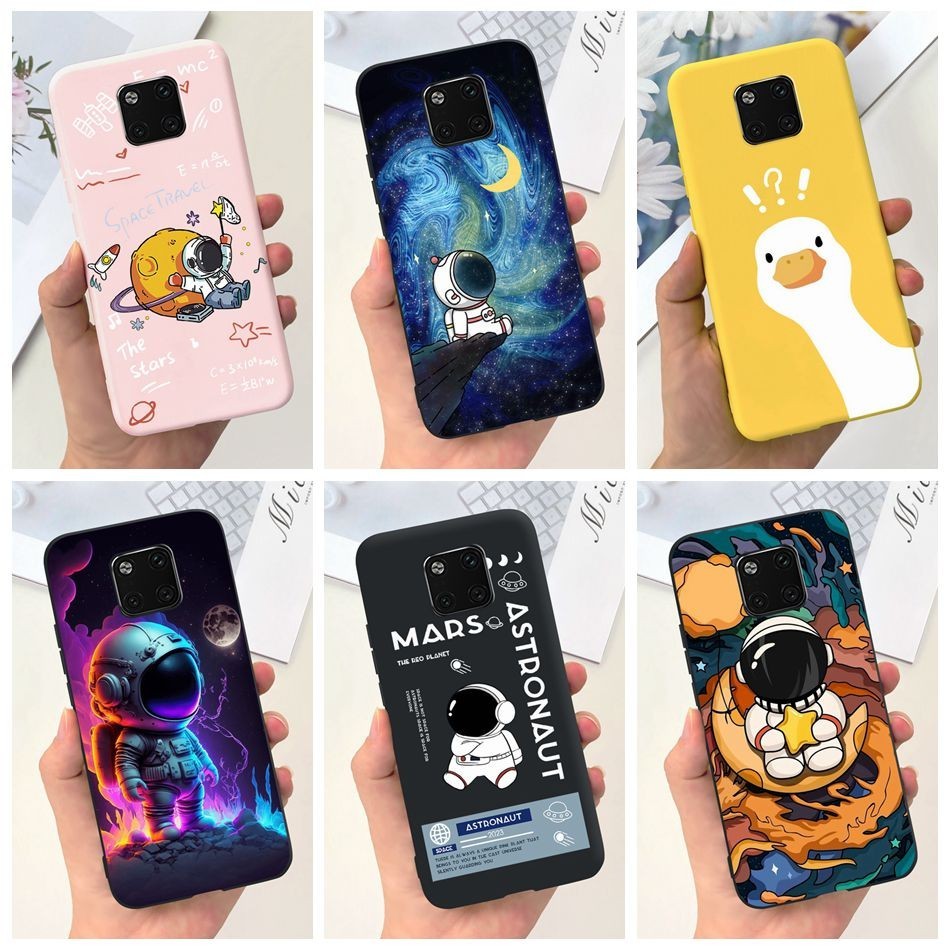 Huawei Mate 20 Pro / Mate 20 Lite / Mate20 เป็ดนักบินอวกาศน่ารัก การ์ตูน สีลูกกวาด ซิลิโคนนิ่ม TPU เคส