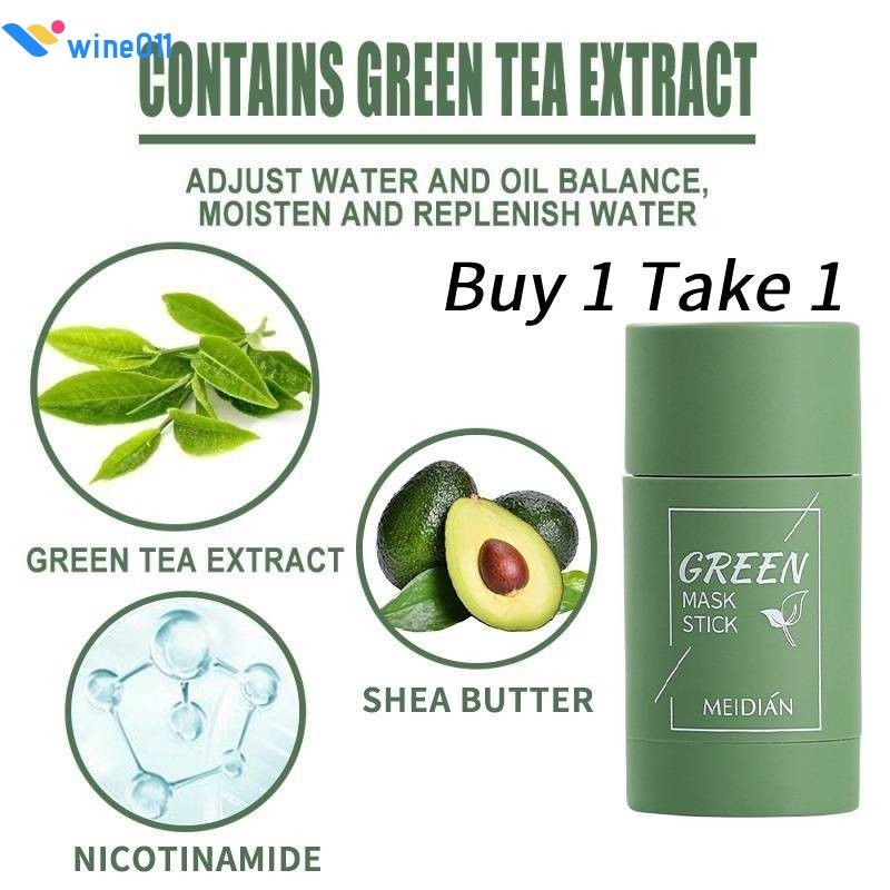 ซื้อ 1 Take 1 Green Tea Mask Deep Cleansing Moisturizing Hydrating Green Tea Stick Oil Control Solid Mask ใช้งานง่าย wine011