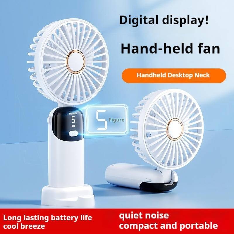 1 PC พัดลมมือถือมินิแบบพกพาพับพัดลมขนาดเล ็ กจอแสดงผลดิจิตอล usb ชาร ์ จเดสก ์ ท ็ อปพัดลมไฟฟ ้ าขนาดเล ็ ก