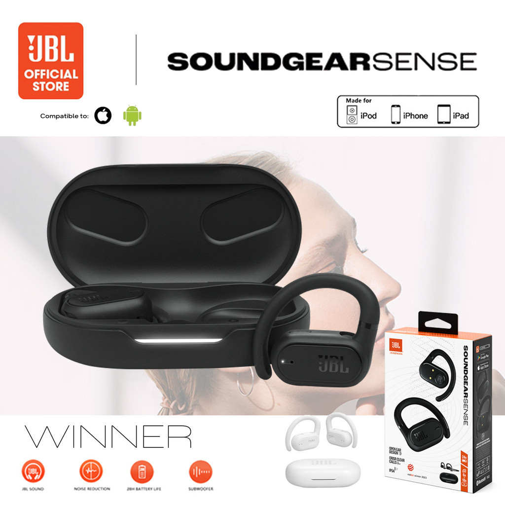 ของแท้JBL Soundgear Sense True Wireless Athletic Earphones Ear Hooks หูฟังบลูทูธ หูฟังออกกำลังกาย Sport Headphones