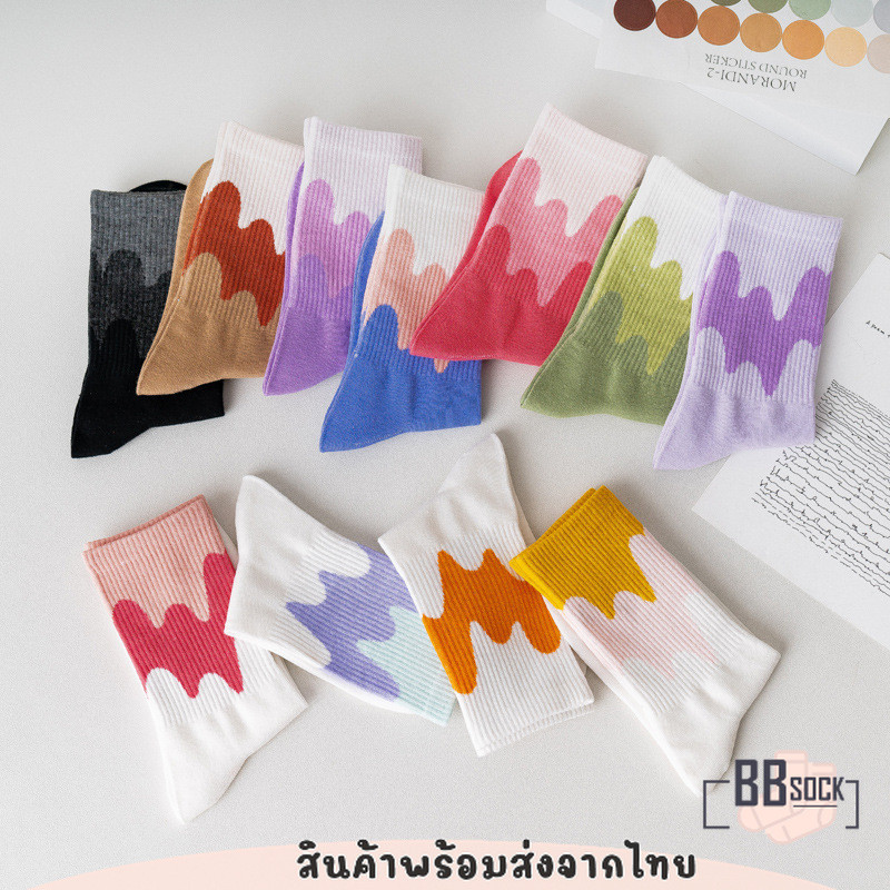 ถุงเท้าข้อกลาง แบบ 3 เฉดสี