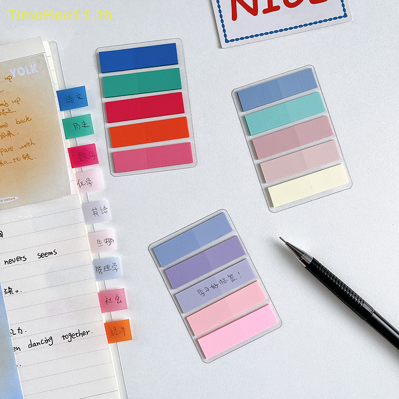 Timehee 1 ชุด Vintage Morandi สีโปร ่ งใส Sticky Notes Paster สติกเกอร ์ Creative PET Notepad Index Flags Key Points Label Bookmark เครื ่ องเขียน TH