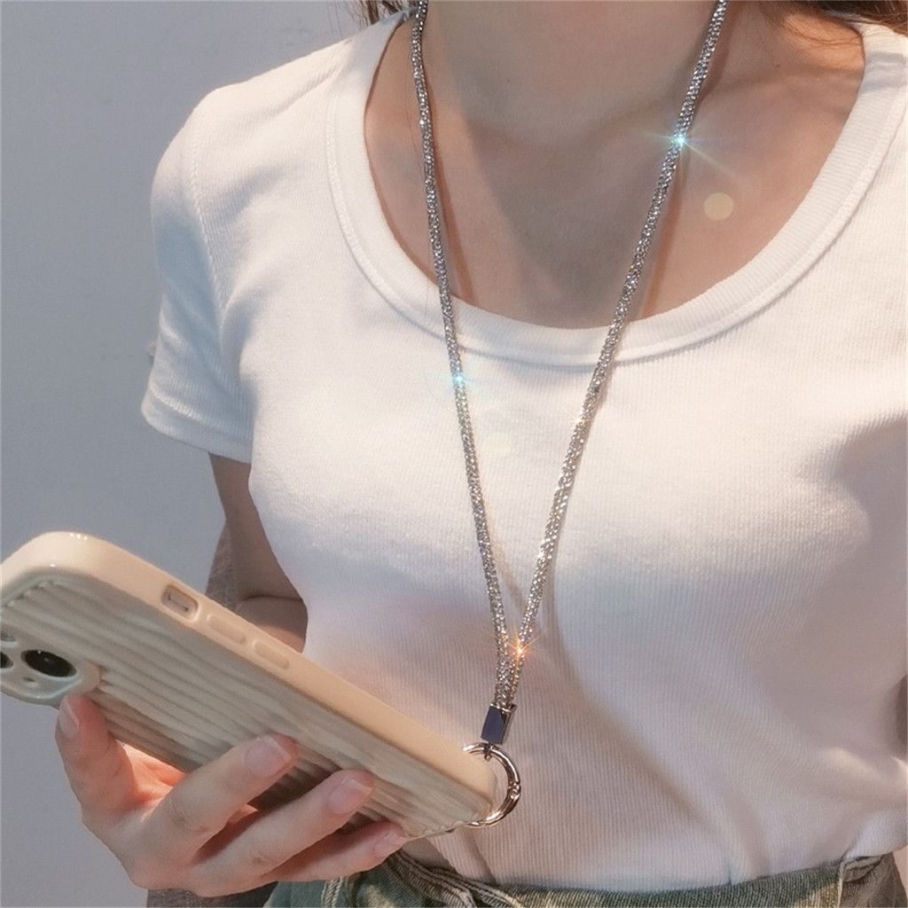 สายคล้องข้อมือ ประดับเพชร หรูหรา สําหรับ iPhone 15 14 13 12 11 Pro Max Samsung OPPO VIVO USB - รูปที่ 6