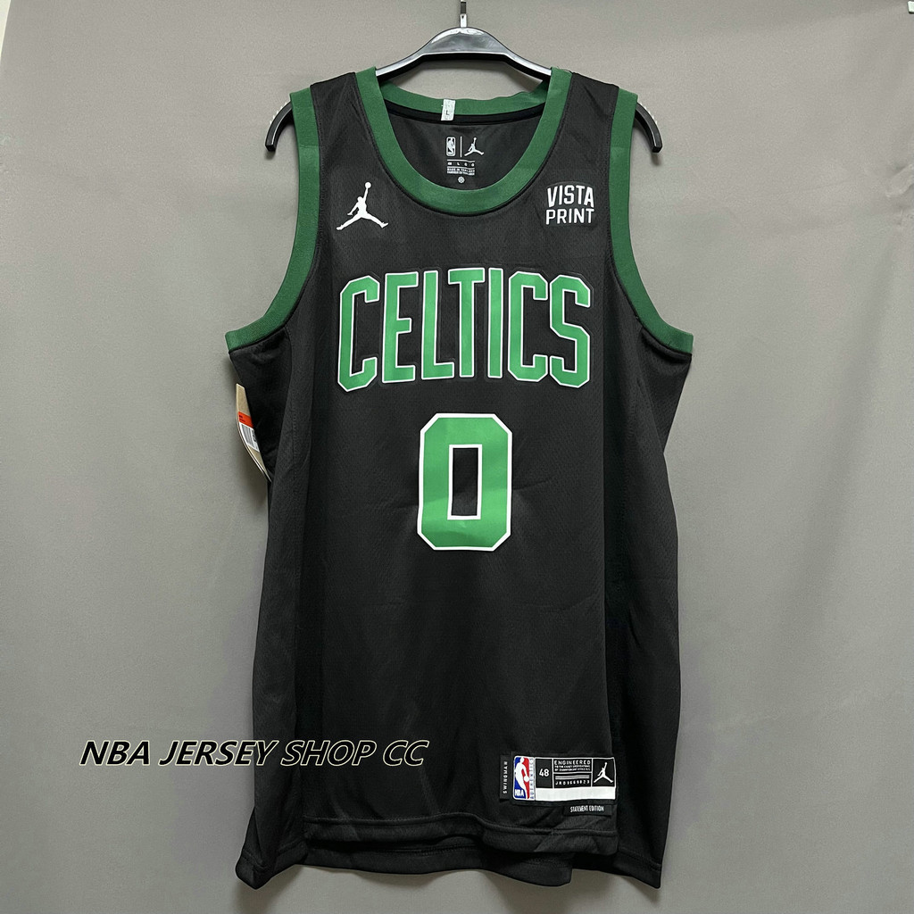 2023-24 Mens New Boston Celtics 0 Jayson Tatum Jersey Statement Edition Black Swingman Heat-press
