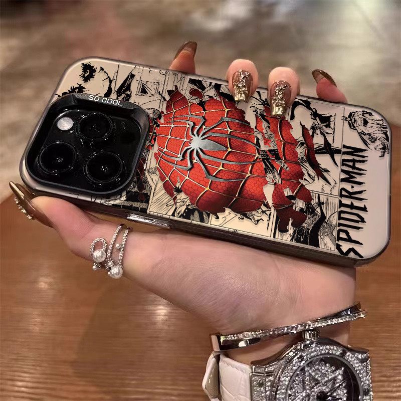 เคสไอโฟน 15/14/13/12/11 Pro max ความคิดสร้างสรรค์ SpiderMan กันกระแทก matte Compatible Case iPhone 11,12,13,14,15,16,11PM,12PM,13PM,14PM,15PM,16PM,16Plus,X/Xs, XR,7 +,8Plus