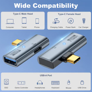 Fonken 2 in 1 อะแดปเตอร์ USB C ตัวผู้ เป็น USB 3.2 ตัวเมีย พร้อมพอร์ตชาร์จ PD100W รองรับฟังก์ชั่น OTG สําหรับโทรศัพท์มือถือ แล็ปท็อป