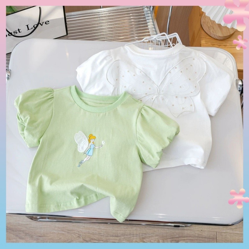 GirlsTT-shirt Mori Style Short Sleeve24Summer New Little Girl Princess Style Children's Clothing Cotton Puff Sleeve Internet Hot Top3