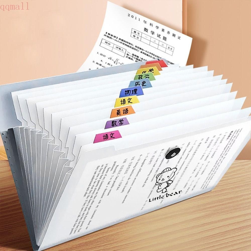 Qqmall กระเป๋าโฟลเดอร์ ขนาด A4 กันน้ํา ความจุสูง โปร่งแสง เรียบง่าย สําหรับนักเรียน