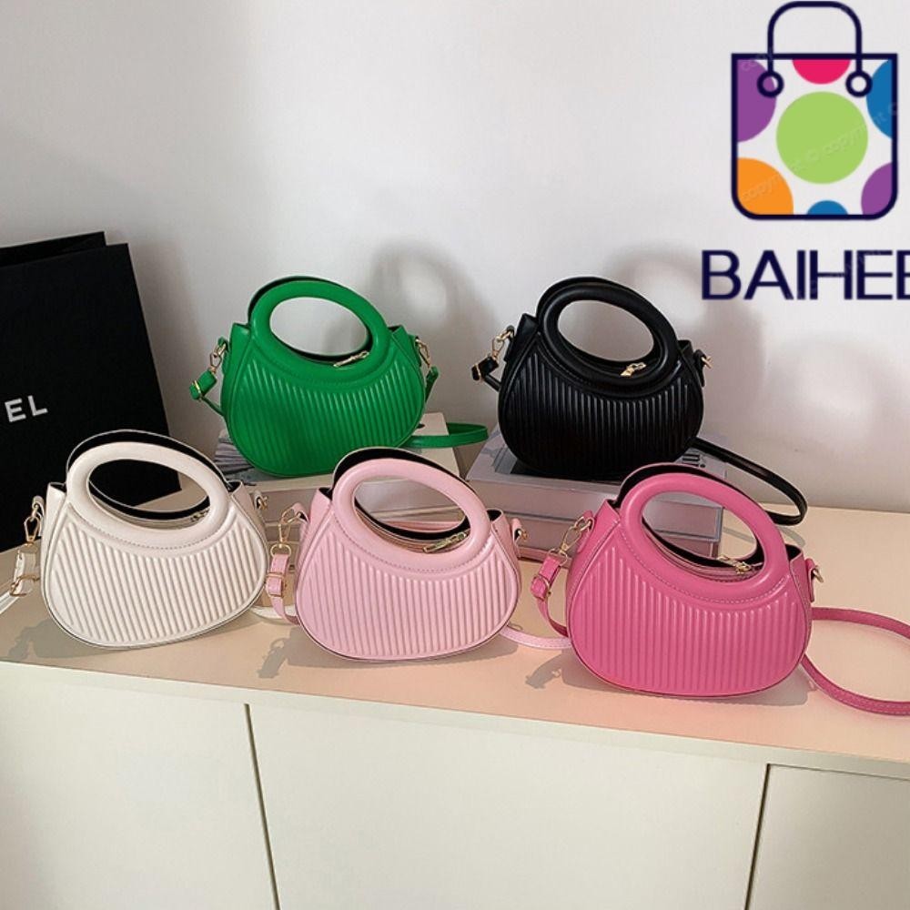 Baihee Underarm Bag, Pu Leather Pleated Single Shoulder Bag, Casual Mini Solid Color Handbag Women