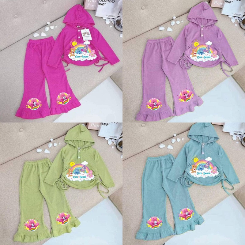 NAPAT KIDS ชุดเซ็ตลูกสาว สกรีนลายแคแบร์ เสื้อมีฮู้ด น่ารักมากกกก No.092